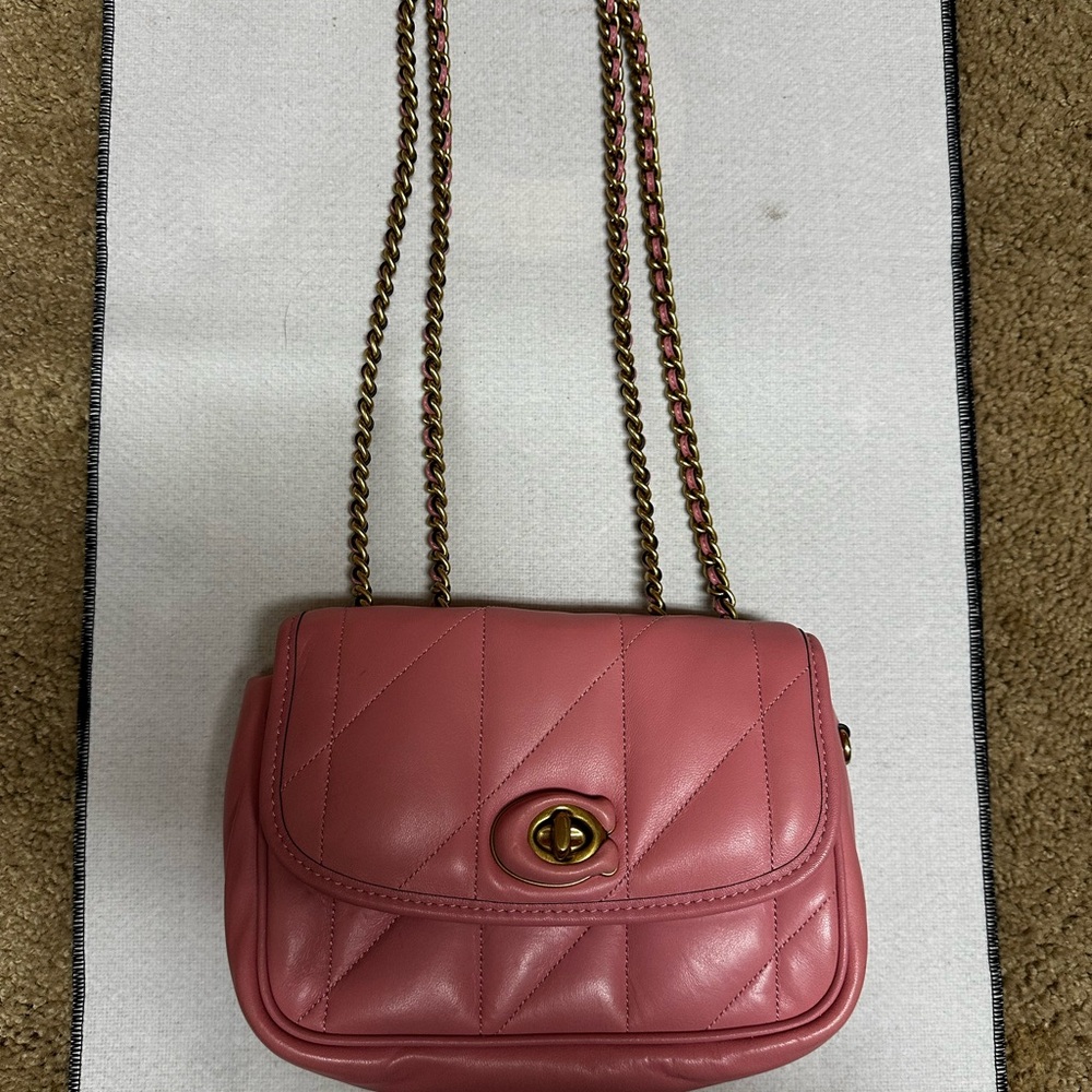 COACH Pink Quilted Chain Shoulder/ Crossbody Bag